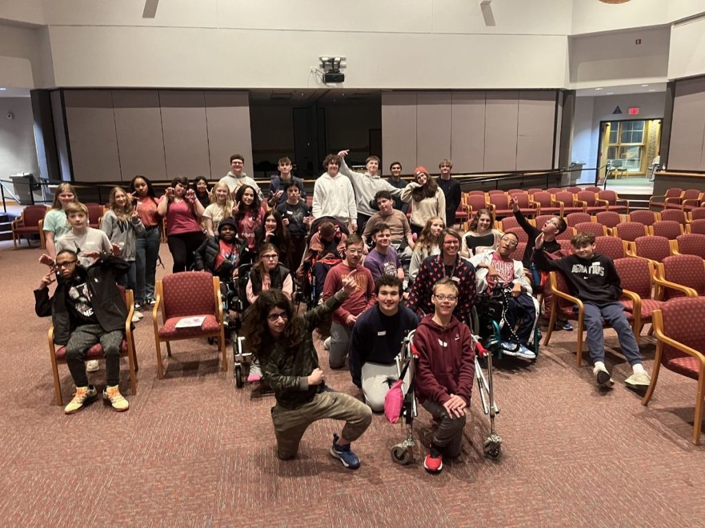 YC participants and volunteers pose with Lake Ridge Academy Theatre Crew